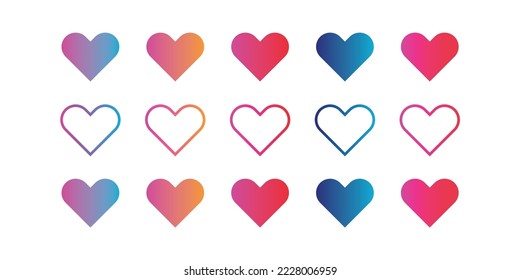Heart icons set, Design elements for Valentine's day.