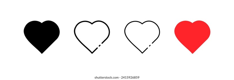 Heart icons set. Different styles, set of hearts icons set. Vector icons