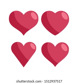 Heart icons. Set of flat hearts. Love symbol collection.