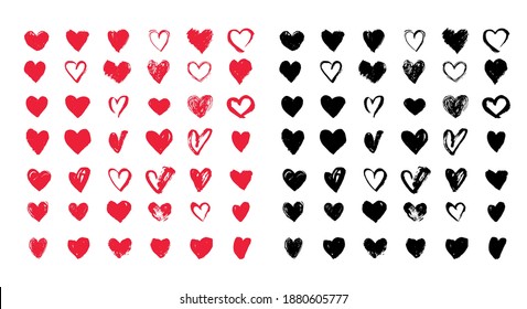 Heart Icons Set, hand drawn icons and illustrations for valentines and wedding