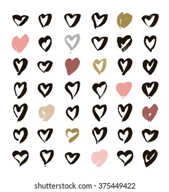 Heart Icons Set, hand drawn icons and illustrations for valentines and wedding. Vector