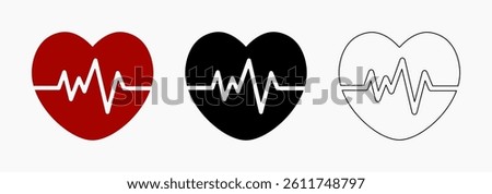 Heart icons. Set of heathbeat icon on isolated background. Symbol cardiogram hearth logo. inimalist flat design.	