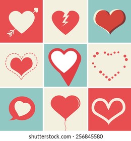 Heart Icons Set, ideal for valentines day and wedding