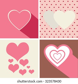Heart Icons Set, ideal for valentines day and wedding. Vector Illustration.