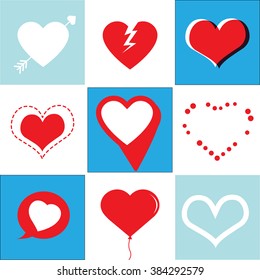 Heart Icons Set, ideal for valentines day and wedding vector