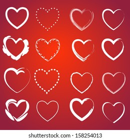 Heart icons set. INFINITE LOVE Looped Ribbon style. Hearts templates such as logo for St. Valentines day. Vector.