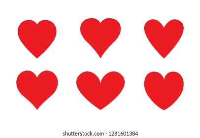 Heart icons set isolated on white background. Modern collection of different hearts for web site, sticker, label, tattoo art, love logo and Valentine's day. Creative art concept, vector illustration