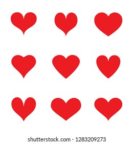 Heart icons set isolated on white background. Modern collection of different hearts for web site, sticker, label, tattoo art, love logo and Valentine's day. Creative art concept, vector illustration