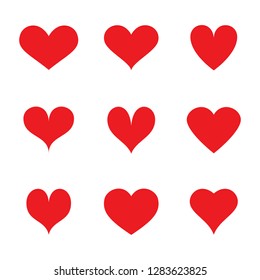 Heart icons set isolated on white background. Modern collection of different hearts for web site, sticker, label, tattoo art, love logo and Valentine's day. Creative art concept, vector illustration