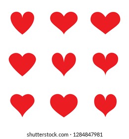 Heart icons set isolated on white background. Modern collection of different hearts for web site, sticker, label, tattoo art, love logo and Valentine's day. Creative art concept, vector illustration