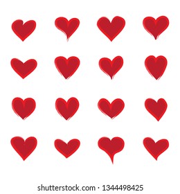 Heart icons set isolated on white background.  vector illustration
