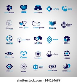 Heart Icons Set - Isolated On Gray Background - Vector Illustration, Graphic Design Editable For Your Design. Hearts Logo 