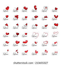 Heart Icons Set - Isolated On White Background - Vector Illustration, Graphic Design Editable For Your Design