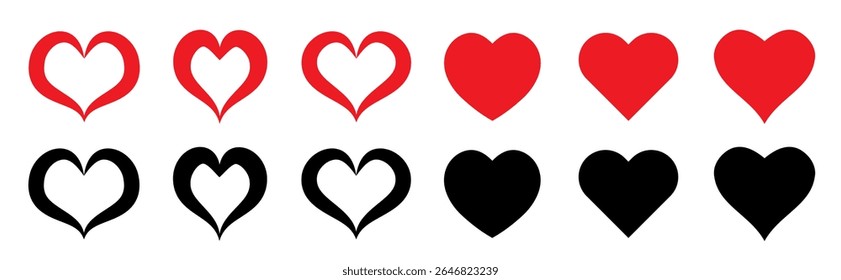 Conjunto de iconos de corazón. Logo del corazón. Indicador de progreso de carga de forma de corazón. Ilustración vectorial.