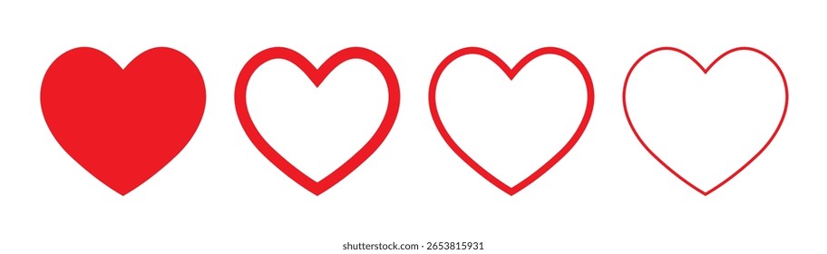 Heart icons set. Heart logo. Heart shape loading progress indicator. Vector illustration.