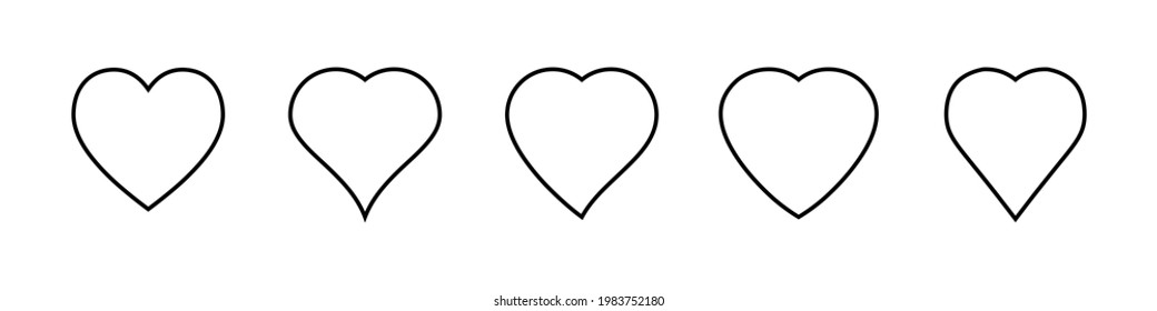 Heart icons set. Love symbol. Valentines day logo. Heart shape, lovers on Valentines day. Vector illustration.