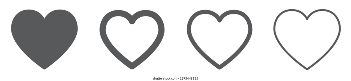 Heart icons set. Love symbol. Valentines day logo. Heart shape, lovers on Valentines day