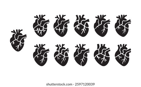 Heart Icons Set On White Background