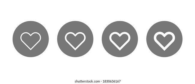 Heart Icons Set. Outline Negative Space with Circle Shape isolated on White Background. Symbol of Love. Flat Vector Illustration. Simple Icon Design Template Elements.