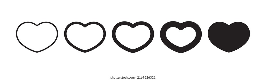Heart icons. Set of heart pictograms. Valentine's day and love symbol.