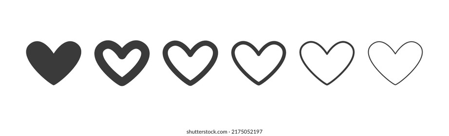Heart icons. Set of heart pictograms. Valentine's day and love symbol.