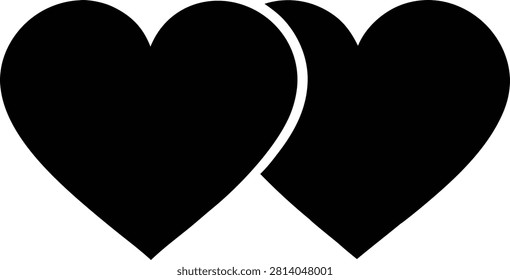 heart icons set representing love, affection, and emotional connection on clean backdrop silhouette vector illustrations
