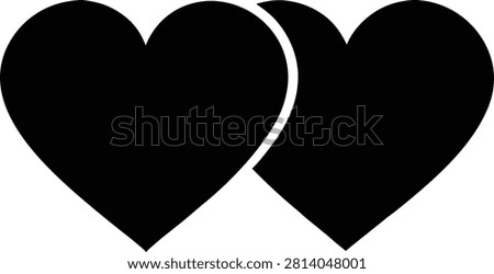 heart icons set representing love, affection, and emotional connection on clean backdrop silhouette vector illustrations