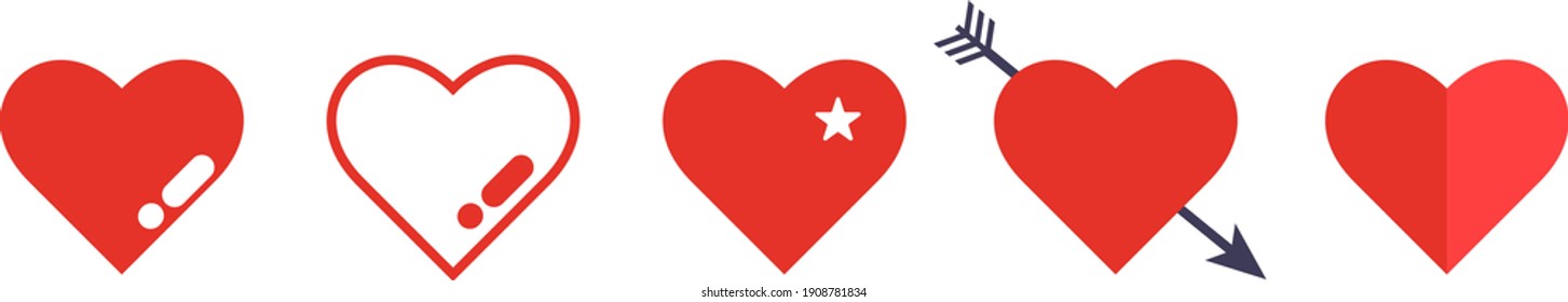Iconos de corazón establecidos. Formas simples. ilustración vectorial en estilo plano