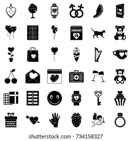 Heart icons set. Simple style of 36 heart vector icons for web isolated on white background