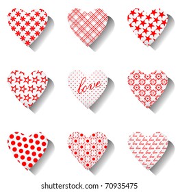 Heart icons set for valentines. Vector illustration.