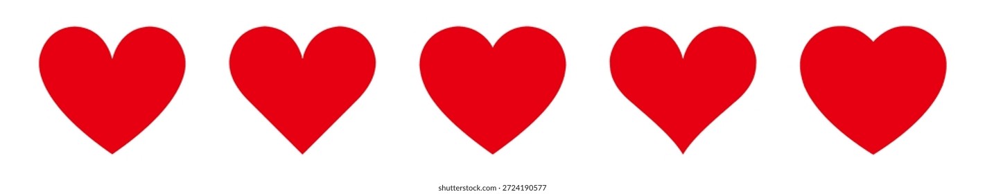 Iconos del corazón fijados en diversos estilos planos