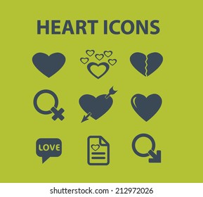 heart icons set, vector
