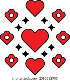 Heart icons set vector art illustration design with white background