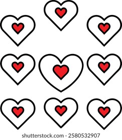 Heart icons set vector art illustration design with white background