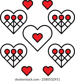 Heart icons set vector art illustration design with white background