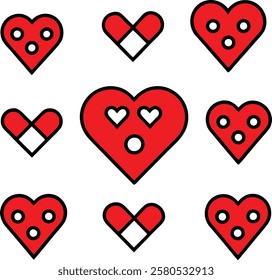 Heart icons set vector art illustration design with white background