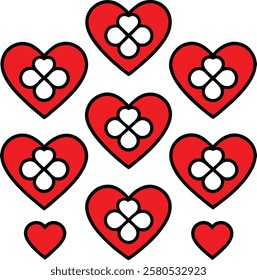 Heart icons set vector art illustration design with white background