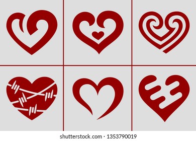Heart icons set. Vector illustration