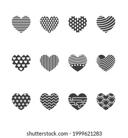 Heart icons set. Vector illustration.
