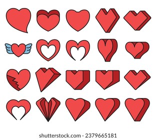 heart icons set vector illustration