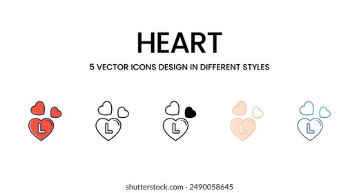 Conjunto de iconos de CORAZÓN Ilustración vectorial. Stock de Vector