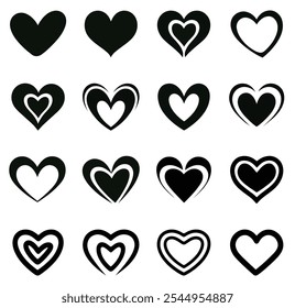 Heart icons set. vector illustration on white background.