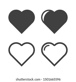 Heart icons set. Vector on a white background.