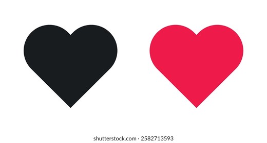 Heart icons set vectors black and colored style