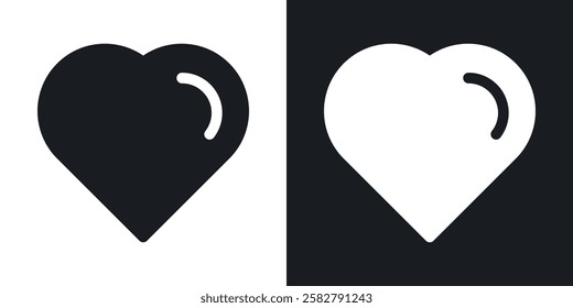 Heart icons set vectors black and colored style