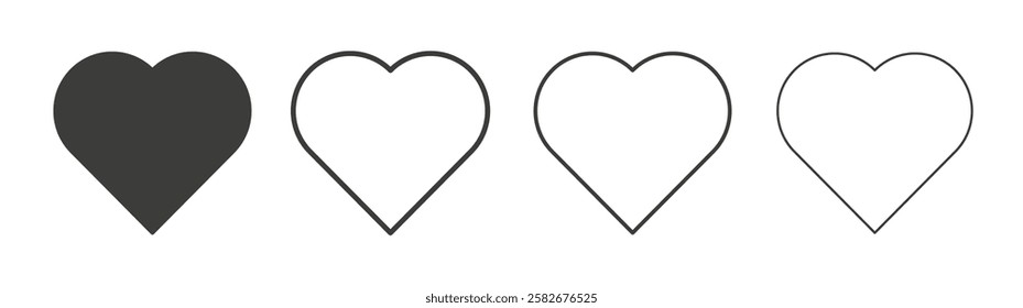 Heart icons set vectors graphic designs