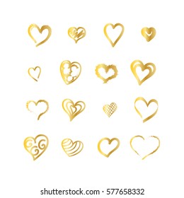 Heart icons set-vector Ink illustration,for valentine and wedding.Thin line brushed contour.Collection of artistic passion symbols for web site,app,invitation marriage cards and promotional materials