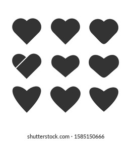 Heart icons, sign of love, isolated vector collection eps10