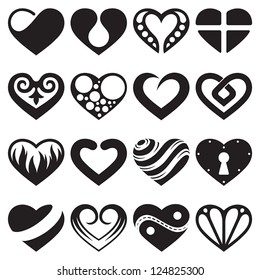 heart icons, signs and symbols set