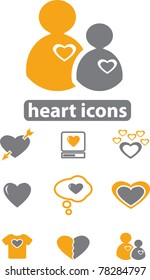 heart icons, signs, vector illustrations